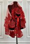 Red Bridal Veil Set, Sparkling Laced, Sequin Embroidered Henna Night Veil, Alı Cover 6 Pieces - 2