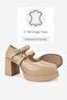 Women's Beige Patent Leather Genuine Leather Double Strap High Heel Platform Shoes - 3