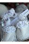 Luxury Design 4-Piece Mother Baby Newborn Maternity Set Crown Slippers Bandana Shoes with Pearls and Stones and Flowers - 6