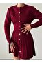 New Model-Knit Gold Button Pleated Skirt Cardigan Set Aliya Model - 3