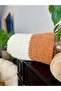 Hand Knitted Fireplace and TV Blanket Plain Knitted White Cinnamon 100 x 170 cm - 4
