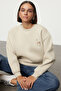 Taş Animal Nakışlı Regular/Normal Kalıp Kalın İçi Polarlı Örme Sweatshirt TWOAW24SW00196