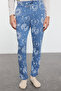 Erkek Gri - Mavi Regular Fit Couple/Çift Örme Pijama Takımı TMNAW25PT00050 - 4