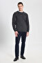 Regular Fit Regular Cut Crew Neck Gray Melange Men's Knitwear Sweater - 3