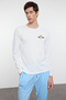 Ecru Regular Fit Striped Couple/Double Knitted 100% Cotton Pajamas Set Tmnaw25Pt00049 - 3