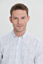 Men's White-Navy Slim Fit Slim Fit Classic Collar Cotton Dobby Shirt - 5