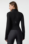 Siyah Fırçalı Soft Kumaş Baş Parmak Delikli Örme Spor Ceket/Sweatshirt THMAW25SK00001 - 5