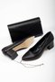 Women's Classic Short Stiletto and Bag Set Matte Black