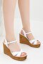 Women's Wedge Heeled Cross Sandals White