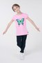 Butterfly Printed Girl's Short Sleeve T-shirt - 4