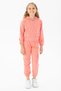Hooded Long Sleeve Powder Color Girl's Tracksuit Set - 4
