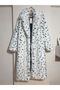 White Leopard Patterned Women's Fur Coat - Long and Loose - 8