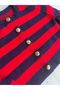 Red Navy Blue Striped Short Cardigan - 4