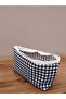 Blue Small Checkered Washable Zippered Single Eye Cloth Pen Holder - 3