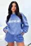 Moodthelabel Oversize Hooded Sweatshirt - Baby Blue Printed