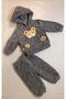 Winter Teddy Bear Patterned Welsoft Luxury Baby Set with Plush Pocket Hood - 5