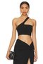 Women's Black Asymmetric Cut Jersey Crop Top