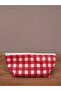 Red Gingham Washable Zippered Single Eye Cloth Pen Holder Makeup Bag
