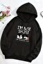 Oversize Black Printed Hooded Sweatshirt