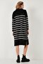 Striped Half-Zip Slit Knitwear Dress Dress 4615183 - 7