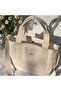 Canvas Snap-Buttoned Bag with Adjustable Crisscross Straps Women's Hand and Shoulder Bag U:30 W:35 D:10 Cm - 2