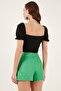 Slim Fit Gather Detailed Heart Collar Crop Blouse BLUZ5865601 - 5