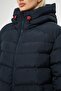 Women's Navy Fiber Hooded Windproof Puffer Winter Coat - 3