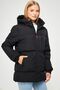 Women's Black Fiber Hooded Windproof Puffer Winter Jacket - 4