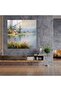 Calm Lakeside Village, Glass Painting, Village, Modern Art - 2
