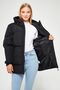 Women's Black Fiber Hooded Windproof Puffer Winter Jacket - 6
