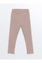 Lcw Baby Black Striped Girls' Leggings with Elastic Waist - 3