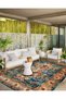 Alya Collection Orange Border Detailed Green Patterned Woven Base Modern Decorative Carpet Alya15 - 2