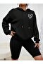 Women's Sweatshirt White Heart Printed Hodies 3-Thread Compact Fabric (Cotton Inside) - 3