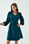 Women's evening dress - v-neck, belted, button-detailed, puff sleeve, loose fit 1003 - 8