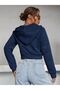 Women's Hooded Zippered Winter Crop Cardigan 3 Thread Threaded - 2