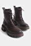 Brown Lace-Up Side Zipper Boots Women's Boots - 2