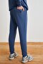 Walfred Men's 100% Organic Cotton 3 Thread Ribbed Free Front Ribbed Navy Blue Sweatpants - 2