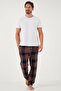 Men's Plaid Elastic Waist Cotton Pajama Bottoms - Regular Fit 611Pt00154 - 2