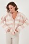 V-neck Striped Soft Acrylic Cardigan - Regular Fit Cardigan 4615188 - 5