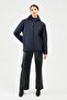 Women's Navy Blue Hooded Lined Water and Windproof Coat - 2