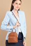 Merida Small Size Women's Tan Shoulder Bag with Strap and Zipper Compartment and Card Holder