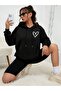 Women's Sweatshirt White Heart Printed Hodies 3-Thread Compact Fabric (Cotton Inside)