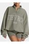 3 Thread Oversize Sweatshirt with Half Zipper