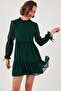 Regular Fit High Neck Gathered Lined Mini Evening Dress Evening Dress 611El345 - 5