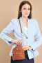 Merida Small Size Women's Tan Shoulder Bag with Strap and Zipper Compartment and Card Holder - 3