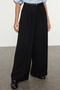 Siyah Kemerli Pilili Wide Leg/Extra Geniş Paça Dokuma Palazzo Pantolon TWOAW25PL00032 - 3