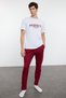 Ecru - Burgundy Regular Fit Knitted Couple/Couple 100% Cotton Pajama Set Tmnaw25Pt00047 - 2