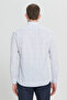 Men's White-Navy Slim Fit Slim Fit Classic Collar Cotton Dobby Shirt - 7