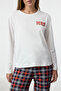 White 100% Cotton Plaid Pajamas Set - Women's Couple/Pair Thmaw25Pt00166 - 4