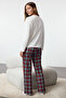 White 100% Cotton Plaid Pajamas Set - Women's Couple/Pair Thmaw25Pt00166 - 6